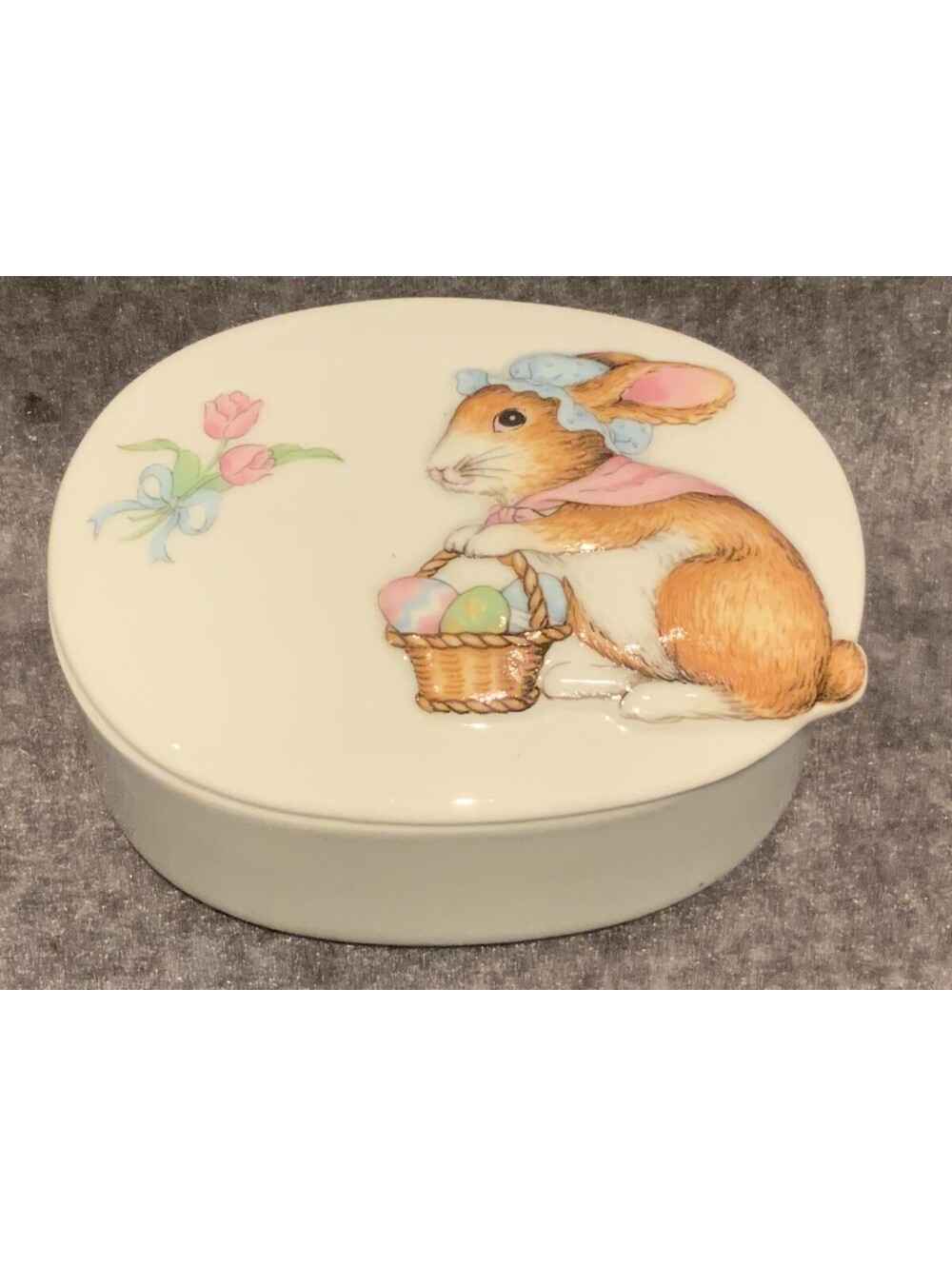 Vintage Trinket Box with Embossed Bunny on Lid Trinket Box 4”L x 3.25”W